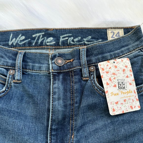 NWT Free People Jeans Sunny Skinny Ankle Raw Hem Boho Distressed Sz 24 #OB901605 - Picture 3 of 10